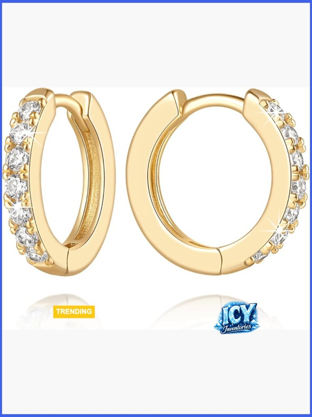 14K Gold Plated Cubic Zirconia Hoop Earrings Multi-Sizes Lightweight